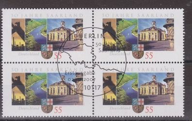 BRD 2007 gestempelt ESST vierer Block MiNr. 2581 50 Jahre Bundesland Saarland