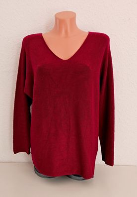 Italy 38 40 42 weicher Pullover Pulli langarm V-Ausschnitt Baby Alpaca in Weinrot