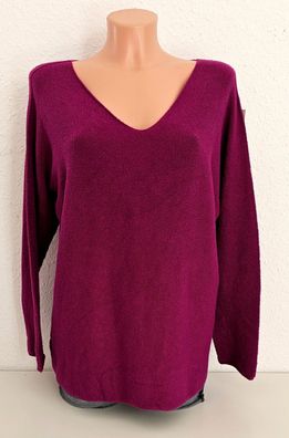 Italy 38 40 42 weicher Pullover Pulli Viskosemischung langarm V-Ausschnitt Beere