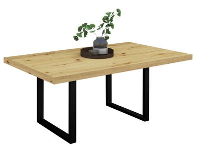 Esstisch Elgin 3 175x80x100 Metall+Holzwerkstoff Schwarz/Asteiche