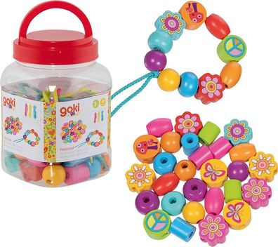 Perlenset Flower Power, 38 Perlen inkl. 3 Schnüre