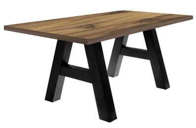 Esszimmertisch Elia 8 140 x 90 x 75 Esstisch Schwarzstahl/Plankeneiche