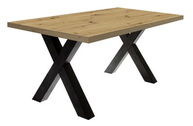 Esszimmertisch Eike 8 140 x 90 x 75 Esstisch Schwarzstahl/Asteiche