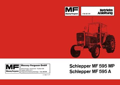 Betriebsanleitung Massey Ferguson MF MF 595 MP u. MF 595 A MF 595 MP Mk. II MF 595 MP