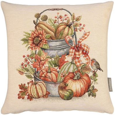 Kissenbezug Herbst 45x45 Sandner Kürbis Eimer Kissenhülle Gobelin Dekokissen Hallowee