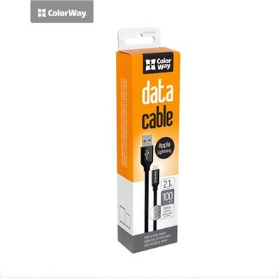 Colorway Datenkabel USB/ Apple Lightning/ 2.1A/ 1m/ Schwarz