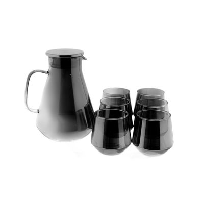 7-teiliges Karaffen-Set aus hochwertigem Borosilikatglas mit Deckel & Griff