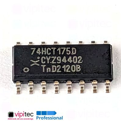 74HCT175 D-Flip-Flop, 4-fach, mit Reset | SMD SO-16 5V TTL 125°C
