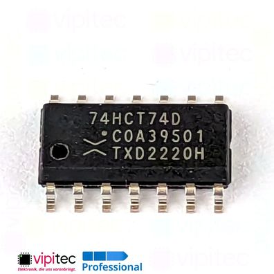 74HCT74 D-Flip-Flop, 2-fach, mit Set und Reset | SMD SO-14 5V TTL 125°C