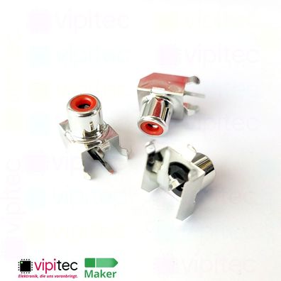 Cinch Einbaubuchse, Rot THT RCA AV Phono Stecker Mono Buchse weiblich zum Löten
