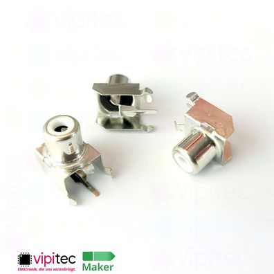 Cinch Einbaubuchse, Weiß THT RCA AV Phono Stecker Mono Buchse weiblich zum Löten