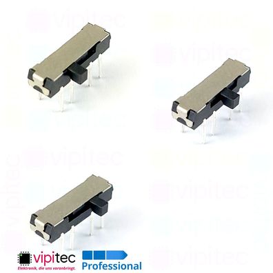 Horizontaler Schiebeschalter SP3T 3-Pos. THT 12V 100mA 13x3,5x5,6 2,1mm Hebel