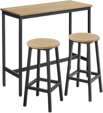 Best For Home | Moderner Bartisch mit 2 Hockern, Stahlgestell & elegantem Design