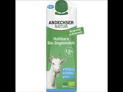 Andechser Natur 6x Haltbare Bio-Ziegenmilch 1,5% 1l