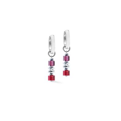 Coeur de Lion Creolen 3044-21-0317 Wave Cube Flow Silber, Rot