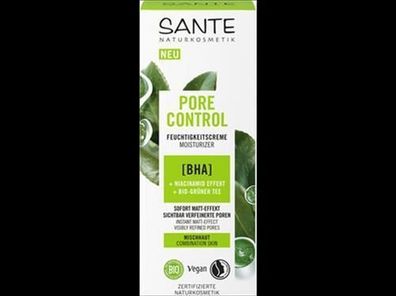 Sante 3x Pore Control Feuchtigkeitscreme mit BHA, Niacinamid Effekt & Bio-Grüner