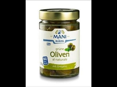 MANI® MANI Grüne Oliven al naturale, bio, NL Fair 205g