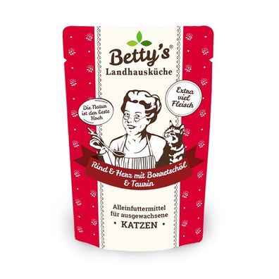 Bettys Landhausküche FB für Katze - Rind & Herz 12 x 100g