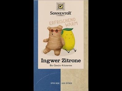 Sonnentor 6x Ingwer Zitrone Tee, Doppelkammerbeutel 32,4g