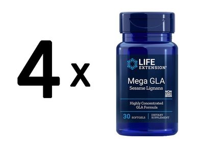 4 x Life Extension Mega GLA with Sesame Lignans - 30 softgels
