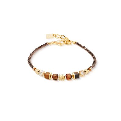 Coeur de Lion Armband 3044-30-1116 Wave Cube Flow Gold, Braun