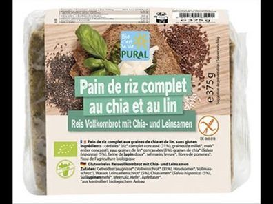 Pural 3x Reisschnittbrot mit Chia und Leinsamen glutenfrei 375g