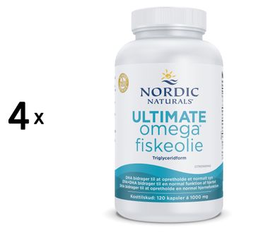 4 x Nordic Naturals Ultimate Omega Fiskeolie, 1280mg Lemon - 120 softgels