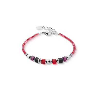 Coeur de Lion Armband 3044-30-0317 Wave Cube Flow Silber, Rot