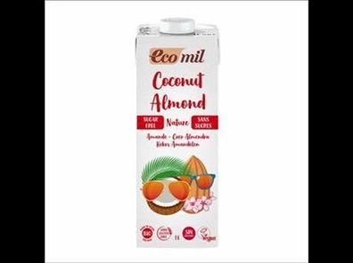 EcoMil 6x EcoMil Bio Kokos-Mandeldrink Zuckerfrei (Zuckergehalt<0,3 g pro 100g) 1l