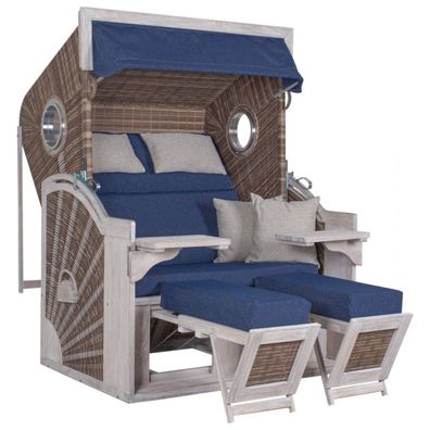 deVries Strandkorb "deVries PURE® Seaside XL" PE white kubu Des. 504, Größe 135 x 92