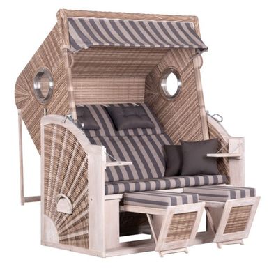 deVries Strandkorb "deVries PURE® CLIFF XXL SUN" PE w. kubu Des. 481, Größe 145 x 80