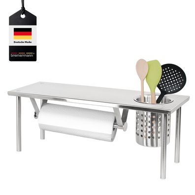 bremermann Küchenregal mit Rollenhalter und Utensilienhalter, Edelstahl