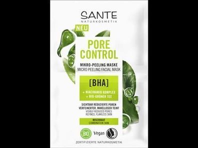 Sante Pore Control Mikro-Peeling Maske mit BHA, Niacinamid Effekt & Bio-Grüner