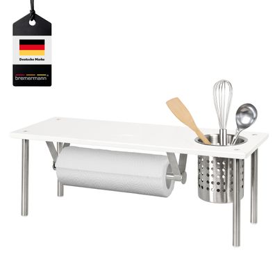 bremermann Küchenregal mit Rollenhalter und Utensilienhalter, weiß
