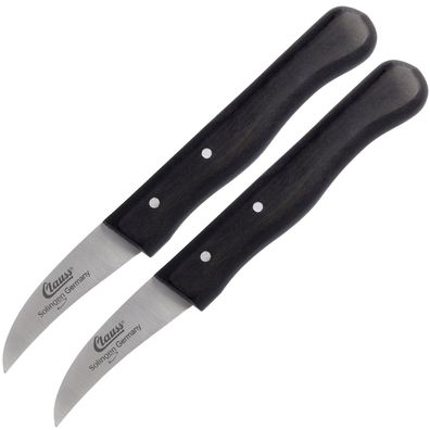 2 Schälmesser gebogen rostfrei klein Holzgriff Buche schwarz scharf Obst Gemüse