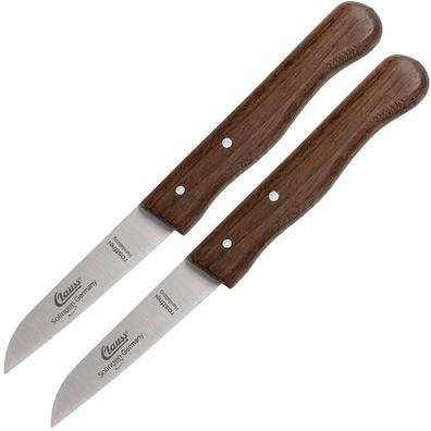 2 Küchenmesser gerade rostfrei klein Holzgriff Schwarznuss scharf Obst Gemüse