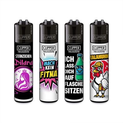 Clipper Reibrad Feuerzeuge Jugendwort #11, 4 Stück