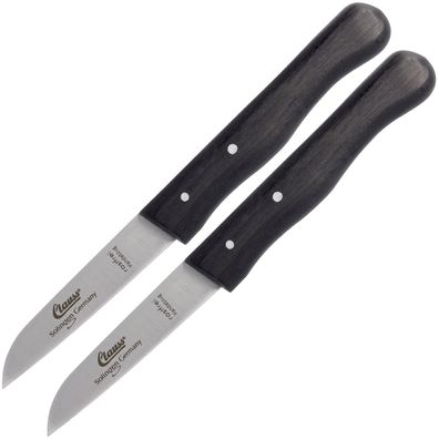 2 Küchenmesser gerade rostfrei klein Holzgriff Buche schwarz scharf Obst Gemüse