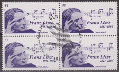 BRD 2011 gestempelt ESST vierer Block MiNr. 2846 200. Geburtstag von Franz Liszt