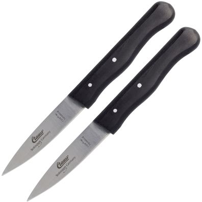2 Küchenmesser mittelspitz rostfrei klein Holzgriff Buche schwarz scharf Obst Gemüse