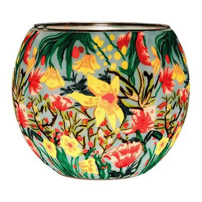 Leuchtglas Tropical Flowers, H90 x Ø110 mm, Kerzenfarm HAHN