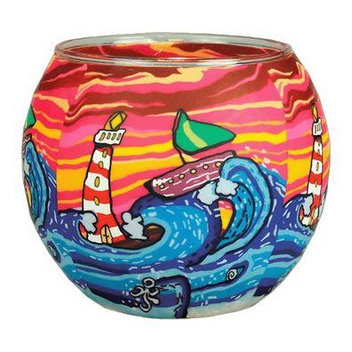 Leuchtglas Waves, H90 x Ø110 mm, Kerzenfarm HAHN