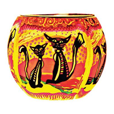 Leuchtglas Two Cats, H90 x Ø110 mm, Kerzenfarm HAHN