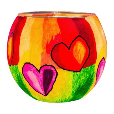 Leuchtglas Modern Hearts, H90 x Ø110 mm, Kerzenfarm HAHN
