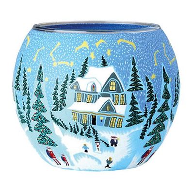 Leuchtglas Winter, H90 x Ø110 mm, Kerzenfarm HAHN