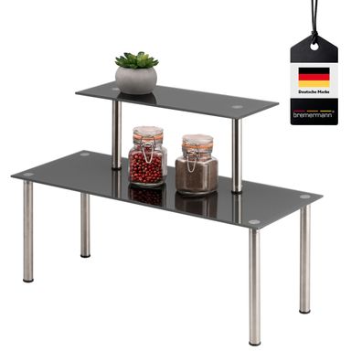 bremermann Glas-Regal, Küchenregal, mit Glasplatten und Edelstahlfüßen, grau