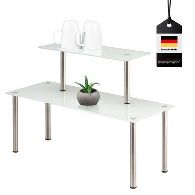 bremermann Glas-Regal, Küchenregal, mit Glasplatten und Edelstahlfüßen, weiß