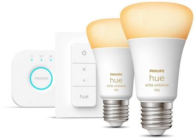 Philips Hue White Ambience Starterset 2xE27/8W + Bridge + Dimmschalter NEU OVP