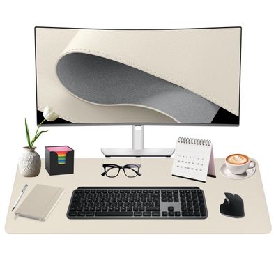 Midori Schreibtischunterlage aus Kunstleder 80 x 40 cm Randnähte rutschfest Elfenbein