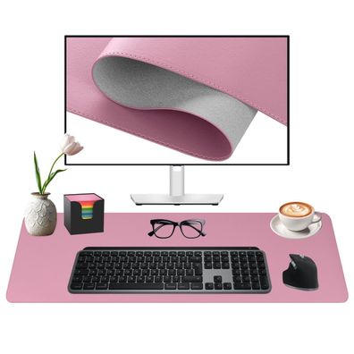 Midori Schreibtischunterlage aus Kunstleder 60 x 35 cm Randnähte rutschfest Rosa
